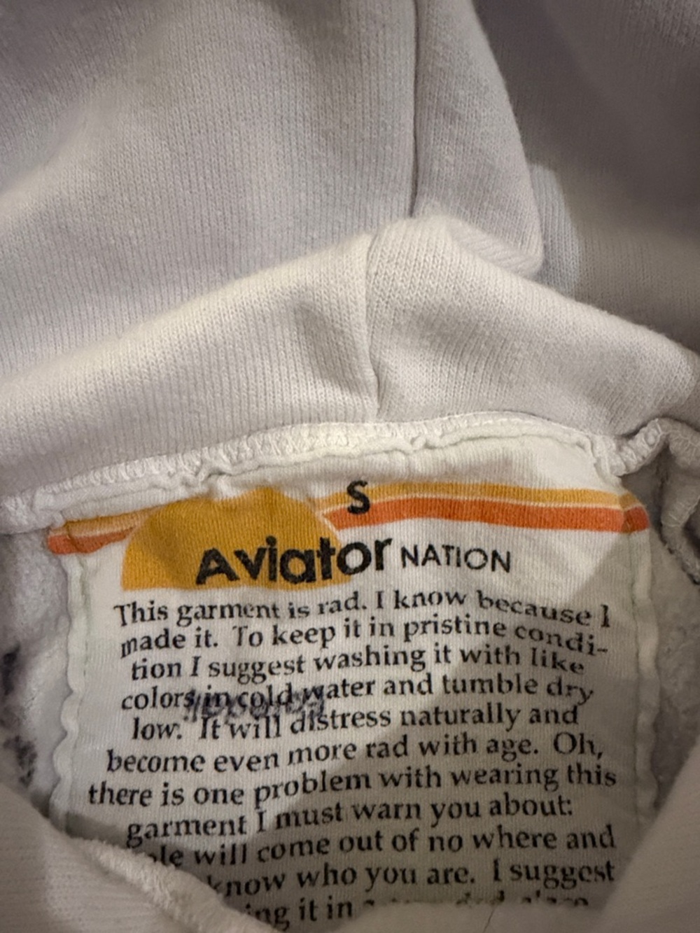 Aviator Nation White Pullover with Graphic Label - Picture 2 of 2